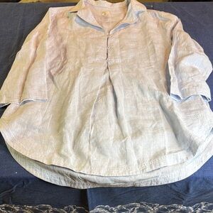 Poetry Light Blue Linen Top